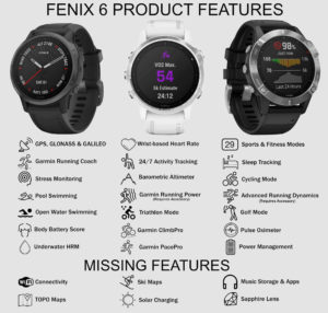 fenix 5 comparison chart